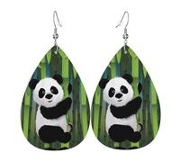 HJFCZH Curious Baby Panda - Pendientes de piel con diseño de lágrima, colgantes ligeros con ganchos chapados en plata, colores vivos y diseño hipoalergénico para ocasiones festivas