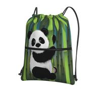 HJFCZH Curious Baby Panda Prints - Mochila con cremallera y cordón, resistente al agua y duradera, para viajes, deportes y artículos esenciales para el día a día