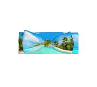 HJFCZH Diadema con lazo para bebé con estampado de playa de arena y palmeras, mezcla de nailon suave y agradable al tacto para sesiones de fotos de recién nacidos y regalos de baby shower
