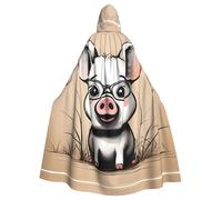 HJFCZH Divertido patrón de cerdito para adultos con capucha para Halloween, capa larga de fiesta, adecuada para hombres y mujeres