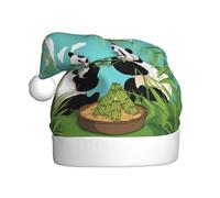 HJFCZH Dos bonitos pandas grandes impresos sombrero de Navidad para adultos, adecuado para Halloween, Navidad y Año Nuevo