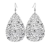 HJFCZH Elegantes aretes colgantes de cuero con estampado de multitud de pingüinos, elegantes gotas de agua para un estilo festivo y chic diario
