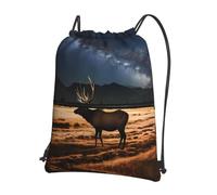 HJFCZH Elk in the Meadow Prints - Mochila con cremallera y cordón, bolsa ligera para gimnasio con bolsillo frontal, ideal para viajes y yoga