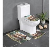 HJFCZH Exquisito juego de alfombras de baño con estampado de cabaña: 3 alfombrillas antideslizantes (24 x 16 pulgadas) para inodoro, tocador y baños, fácil de limpiar