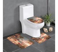 HJFCZH Flamingo Beach - Juego de alfombras de baño estampadas: 3 piezas antideslizantes (24 x 16 pulgadas) para inodoro, tocador y baños, fácil de limpiar