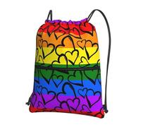 HJFCZH Gay Pride - Mochila con cremallera con cordón y estampado de arcoíris - Bolsa de gimnasio ultra duradera resistente al agua para viajes y deportes - Funda ligera y plegable