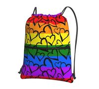 HJFCZH Gay Pride - Mochila con cremallera y cordón con estampado de arco iris, resistente al agua y duradera, para viajes, deportes y artículos esenciales para el día a día