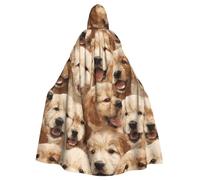 HJFCZH Golden Retriever Puppies - Capa con capucha para adultos con estampado de cachorros de Halloween para varios entornos de fiesta y carnaval