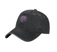 HJFCZH Gorra de béisbol de mezclilla lavada clásica negra con imagen del cerebro izquierdo y derecho, gorra de algodón ajustable para hombres y mujeres