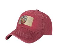 HJFCZH Gorra de béisbol negra con diseño de anatomía humana y corazón, ajustable, de algodón, ala curvada clásica, rosso, Talla única