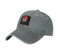 HJFCZH Gorra de béisbol negra con imagen de cabeza de lobo y luna roja, gorra de algodón ajustable para hombres y mujeres, deportes, actividades al aire libre, viajes, gris, Talla única