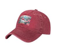 HJFCZH Gorra de béisbol negra con imagen de flamenco, diseño de lago y flamenco, ajustable, para hombres y mujeres, transpirable y elegante, rosso, Talla única