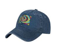 HJFCZH Gorra de béisbol negra de vaquero en espiral, ilusión óptica, imagen GIF, gorra de algodón ajustable para hombres y mujeres, transpirable y elegante, azul marino, Talla única