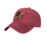 HJFCZH Gorra de béisbol negra lavada con imagen de rata, correa ajustable, algodón clásico para hombres y mujeres, rosso, Talla única