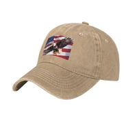 HJFCZH Gorra de béisbol negra para adultos, águila patriótica de Estados Unidos con impresión de bandera estadounidense para hombres y mujeres, cómoda y ajustable, Natural, talla única