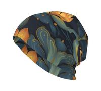 HJFCZH Gorro de punto de moda para adultos, diseño del espíritu del loto, estampado para la vida cotidiana, hogar, al aire libre, deportes, color negro