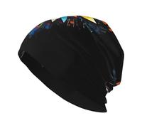 HJFCZH Gorro de punto de moda para adultos, estampado de flores a voluntad, accesorio suave y cómodo para hombres y mujeres, color negro