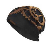 HJFCZH Gorro de punto de moda para adultos, reloj de punto, impresión de engranajes, accesorio suave y cómodo para hombres y mujeres, color negro