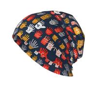 HJFCZH Gorro de punto para adultos con estampado de alfabeto y lenguaje de señas, adecuado tanto para hombres como para mujeres, gorra sin ala, cálida para todas las estaciones, color negro
