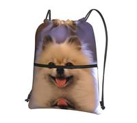 HJFCZH Happy - Mochila de pelo corto con cremallera y cordón de ajuste, ligera para gimnasio con bolsillo frontal, ideal para viajes y yoga