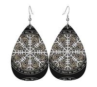 HJFCZH Helm of awe - Pendientes de piel con forma de lágrima, colgantes ligeros con ganchos chapados en plata, colores vivos y diseño hipoalergénico para ocasiones festivas