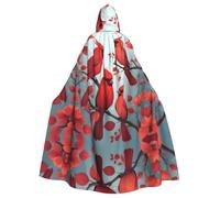 HJFCZH Hermosa capa con capucha para adultos con estampado de pájaros rojos para varios entornos de fiesta y carnaval