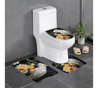 HJFCZH Hermoso juego de tres piezas antideslizante de secado rápido con patrón de flores de cacatúa, tapete de ducha duradero de secado rápido