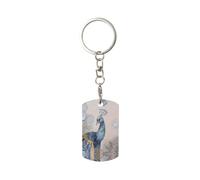 HJFCZH Hermoso llavero de metal rectangular de pavo real