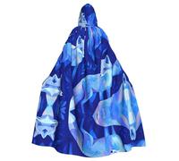 HJFCZH Hermoso patrón de zorro azul para Halloween con capucha para adultos, capa con capucha súper grande con pajarita, sin cremallera