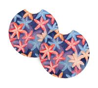 HJFCZH Juego de 2 posavasos de coche con estampado de estrella de mar de playa, protectores de taza de goma impermeables para coches, camiones y SUV