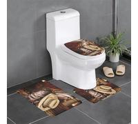 HJFCZH Juego de 3 alfombras de baño con diseño de sombrero negro de vaquero y botas occidentales de 24 x 16 pulgadas, tapetes de felpa ultra suaves para comodidad similar al spa y fácil limpieza