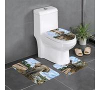 HJFCZH Juego de 3 alfombras de baño con estampado de animales salvajes africanos y elefantes, 24 x 16 pulgadas, tapetes de felpa ultra suaves para comodidad similar al spa y fácil limpieza