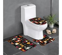 HJFCZH Juego de 3 alfombras de baño de 24 x 16 pulgadas, diseño de botella de cristal para cóctel, antideslizantes, con contorno, formas ovaladas y rectangulares para el hogar, la cocina y los baños