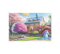 Hjfczh Juego de 6 manteles individuales con diseño de cuento de hadas de unicornio para mesa de comedor, 12 x 18 pulgadas, para Navidad, Halloween y uso diario