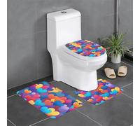 HJFCZH Juego de alfombras de baño antideslizantes con diseño de corazón colorido, 3 piezas, alfombrillas ovaladas y rectangulares para inodoro, tocador y baños