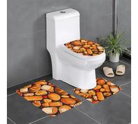 HJFCZH Juego de alfombras de baño antideslizantes con patrón de pan pintado, 3 piezas de contorno, ovaladas y rectangulares para inodoro, tocador y baños