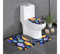 HJFCZH Juego de alfombras de baño de 3 piezas de 24 x 16 pulgadas, diseño de peces tropicales con contorno, formas ovaladas y rectangulares para el hogar, la cocina y los baños