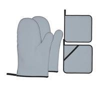 HJFCZH Juego de manoplas y soportes para ollas de cocina, color gris, poliéster impermeable, resistente al calor, 4 piezas