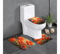 HJFCZH Juego de tres piezas antideslizante de secado rápido para baño, diseño de amapolas en flor