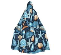 HJFCZH La capa con capucha para adultos con estampado de concha azul estrella es una capa súper grande, cómoda y duradera