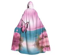HJFCZH La capa con capucha para adultos con estampado de mariposa rosa y mar es una capa súper grande, cómoda y duradera