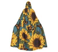 HJFCZH La capa con capucha para adultos con estampado de mariposa y girasol es una capa súper grande, cómoda y duradera