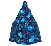 HJFCZH La capa con capucha para adultos con estampado de peces submarinos de Blue Ocean es una capa súper grande, cómoda y duradera