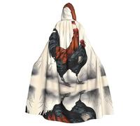 HJFCZH La capa con capucha para adultos con estampado de pollo y gallo es una capa súper grande, cómoda y duradera