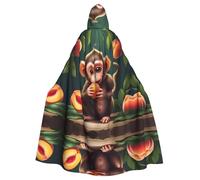 HJFCZH Little Monkey Eating Peach - Capa con capucha para adultos con estampado de Halloween