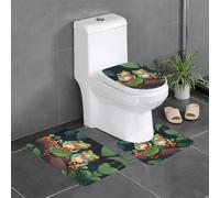 HJFCZH Lovely Tree Frogs - Juego de alfombras antideslizantes para baño, 3 piezas, contorneado, ovaladas y rectangulares para inodoro, tocador y baños