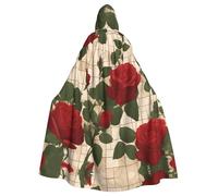 HJFCZH Many Red Roses Prints - Capa con capucha para adultos, capa grande con capucha y pajarita, sin cremallera