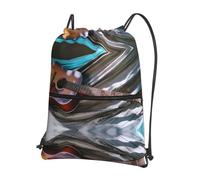 HJFCZH Mochila con cordón y cremallera con estampado de guitarra acústica en acuarela - Bolsa de gimnasio ultra duradera resistente al agua para viajes y deportes - Funda ligera y plegable