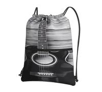HJFCZH Mochila con cremallera con cordón y estampado de guitarra vintage, ultra duradera, resistente al agua, para viajes y deportes, funda ligera y plegable