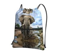 HJFCZH Mochila con cremallera y cordón con estampado de animales salvajes africanos, bolsa deportiva ligera para gimnasio, viajes y yoga, diseño duradero resistente al agua
